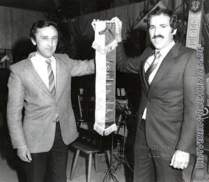 Gebhard Bühler, Xaver Erhard, Übergabe des Patenschaftsbandes am Jubiläum 1984