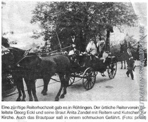Am 9. Juni begeleitete der Verein das Paar zur Kirche und dann zur Feier in den Kronensaal, dieser Bericht kam anschließend in der Zeitung