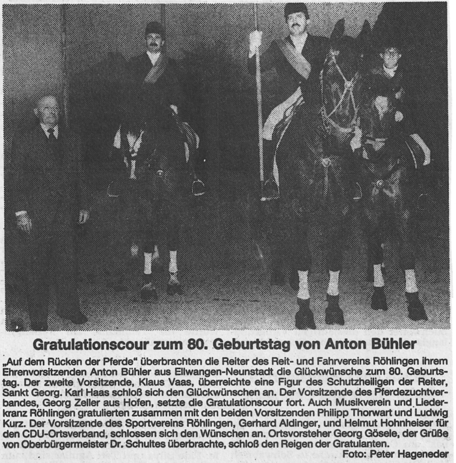 Anton Bühler feierte Anfang 1991 seinen 80. Geburtstag...