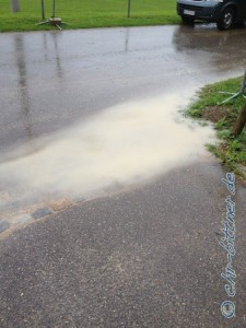 So viel Wasser... Sogar der Weg in die Reithalle war kurzzeitig überschwemmt, bis Georg Gösele den Weg zum Graben freigab..