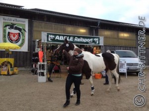 Bettina Kübler mit Iris A vor dem Start...