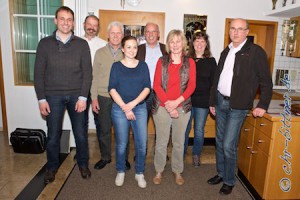 Hier ein Foto, das die neu gewählten Mitglieder des Ausschusses zeigt, von links nach rechts: Manuel Bühler (erster Vorsitzender), Helmut Hohnheiser (Vertreter Freizeitreiter), Georg Gösele (zweiter Vorsitzender), Dorothee Kohnle (Jugendwart), Gebhard Bühler (Kassierer), Gertraud Hauber (Kassenprüfer), Daniela Bittner (Pressewart) und Helmut Epacher (Vertreter fördernde Mitglieder).