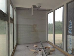 So sieht die neue Wand derzeit von innen aus...