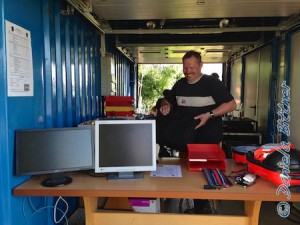 Jürgen Zappe hat seine Meldestelle im Container eingerichtet...