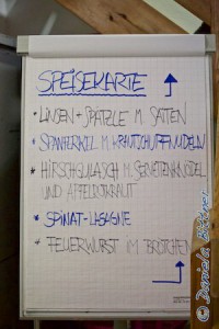 Das war die leckere Speisekarte... Vielen Dank an Anne Epacher und Tina Spaag und deren Team für die hervorragende Verpflegung!