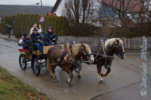 Josef Thomer hat mal wieder die Kutsche angespannt und fährt Dekan Sven van Meegen mit dem Segensreliquar...