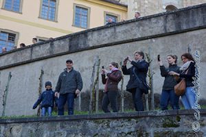 Oben sind unsere Pilger und filmen und fotografieren fleissig...